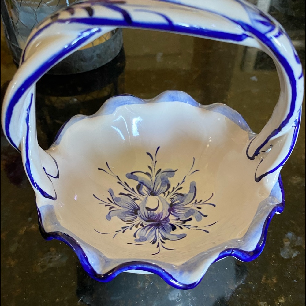 Porcelain hand painted Basket from Portugal